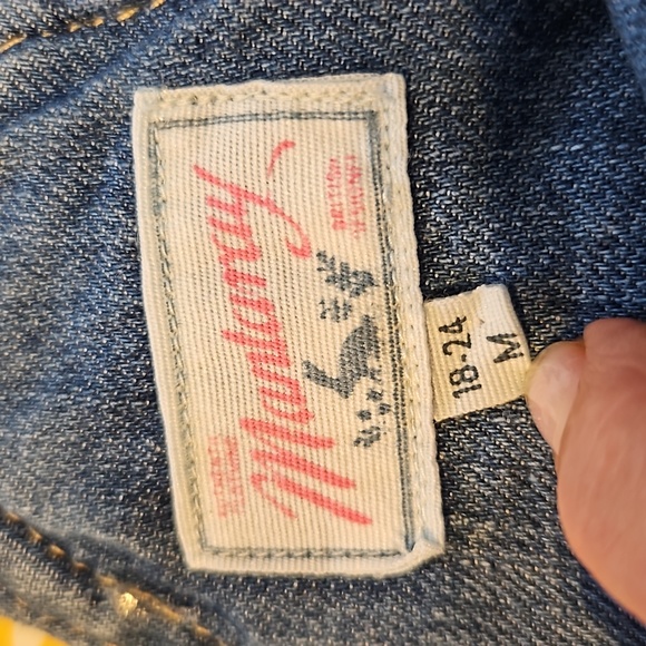 18-24ms Mantaray embroidered jeans dungaree skirt, adjustable shoulder straps - Picture 3 of 16